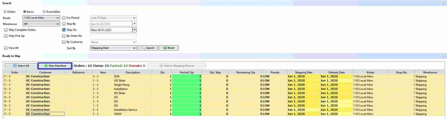 Creating a Shipping Manifest