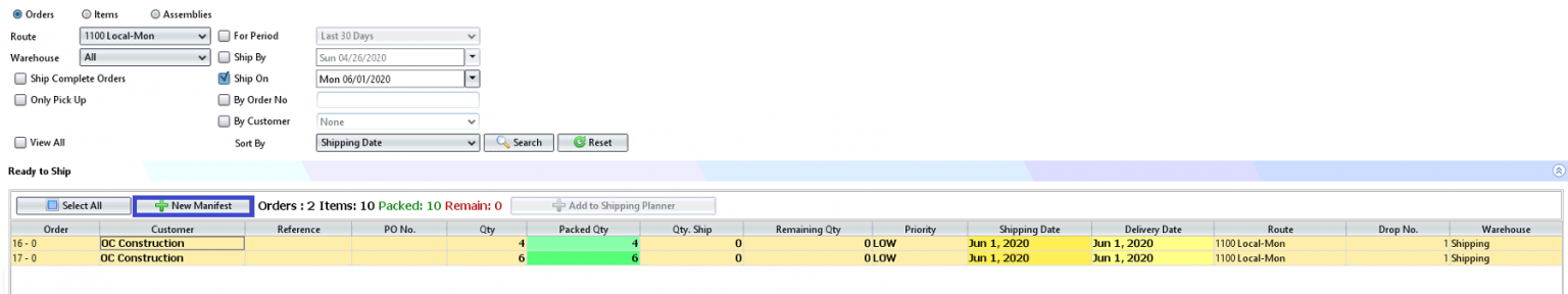Creating a Shipping Manifest